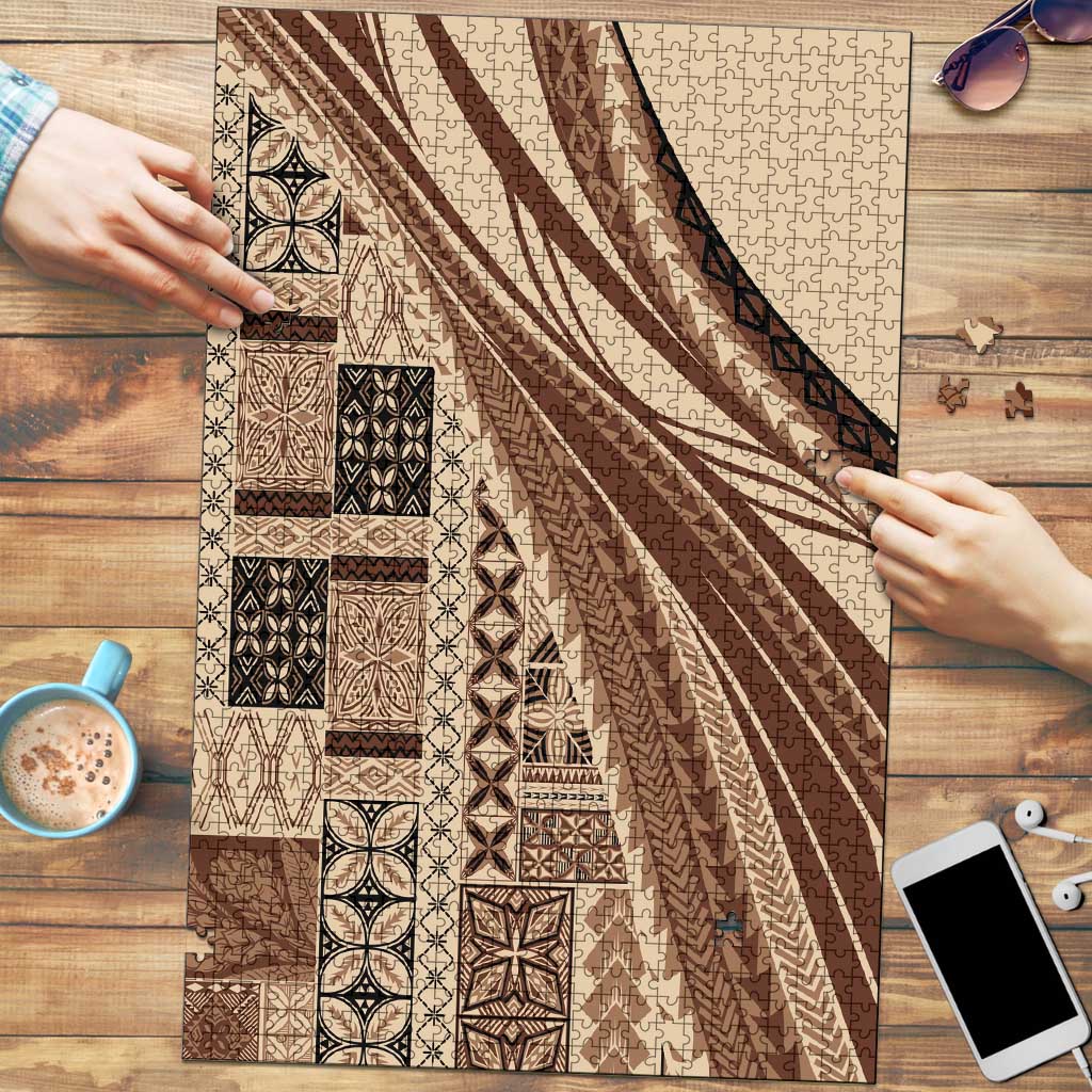 Pasifika Women's Day - Samoa Siapo Malu Tattoo Inspired Puzzle Beige LT7 Beige - Polynesian Pride