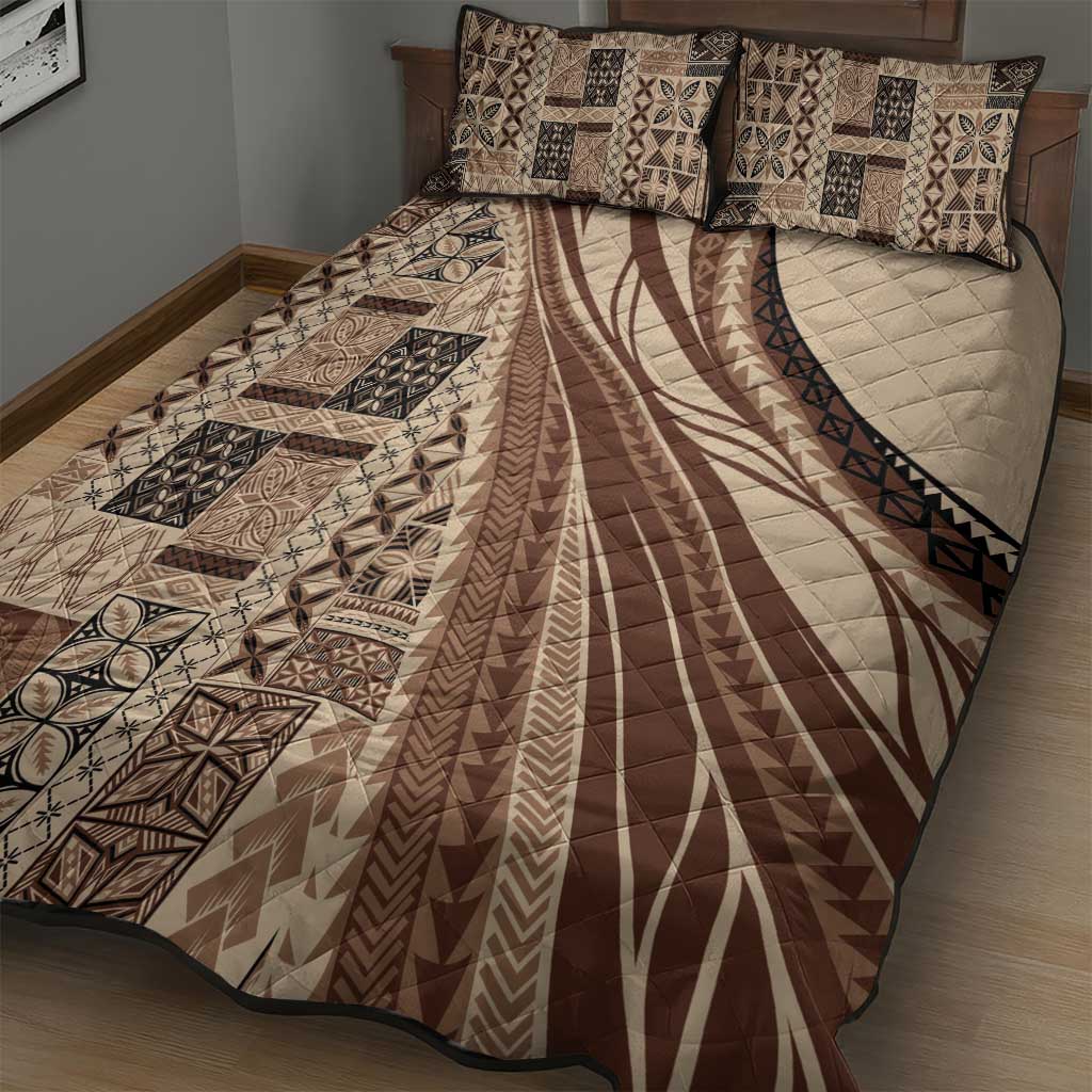 Pasifika Women's Day - Samoa Siapo Malu Tattoo Inspired Quilt Bed Set Beige LT7 - Polynesian Pride