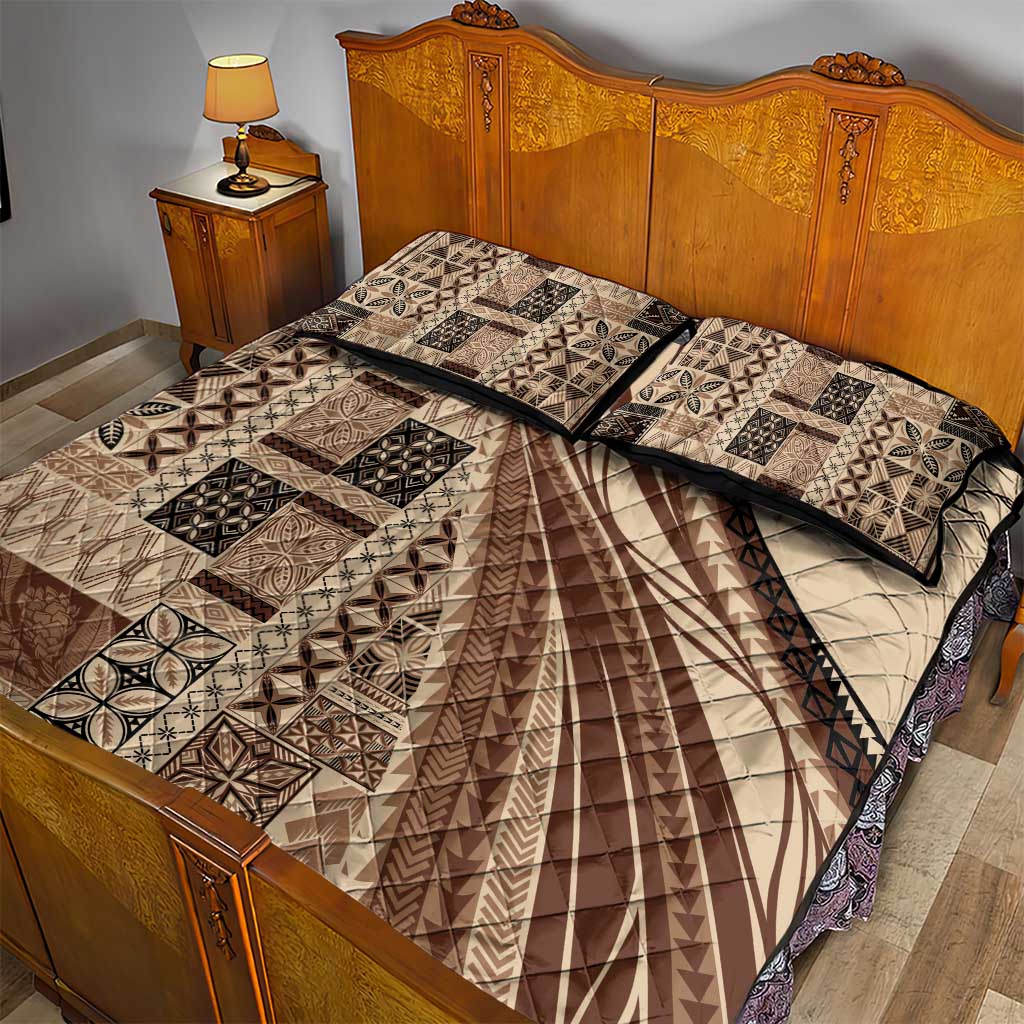 Pasifika Women's Day - Samoa Siapo Malu Tattoo Inspired Quilt Bed Set Beige LT7 - Polynesian Pride