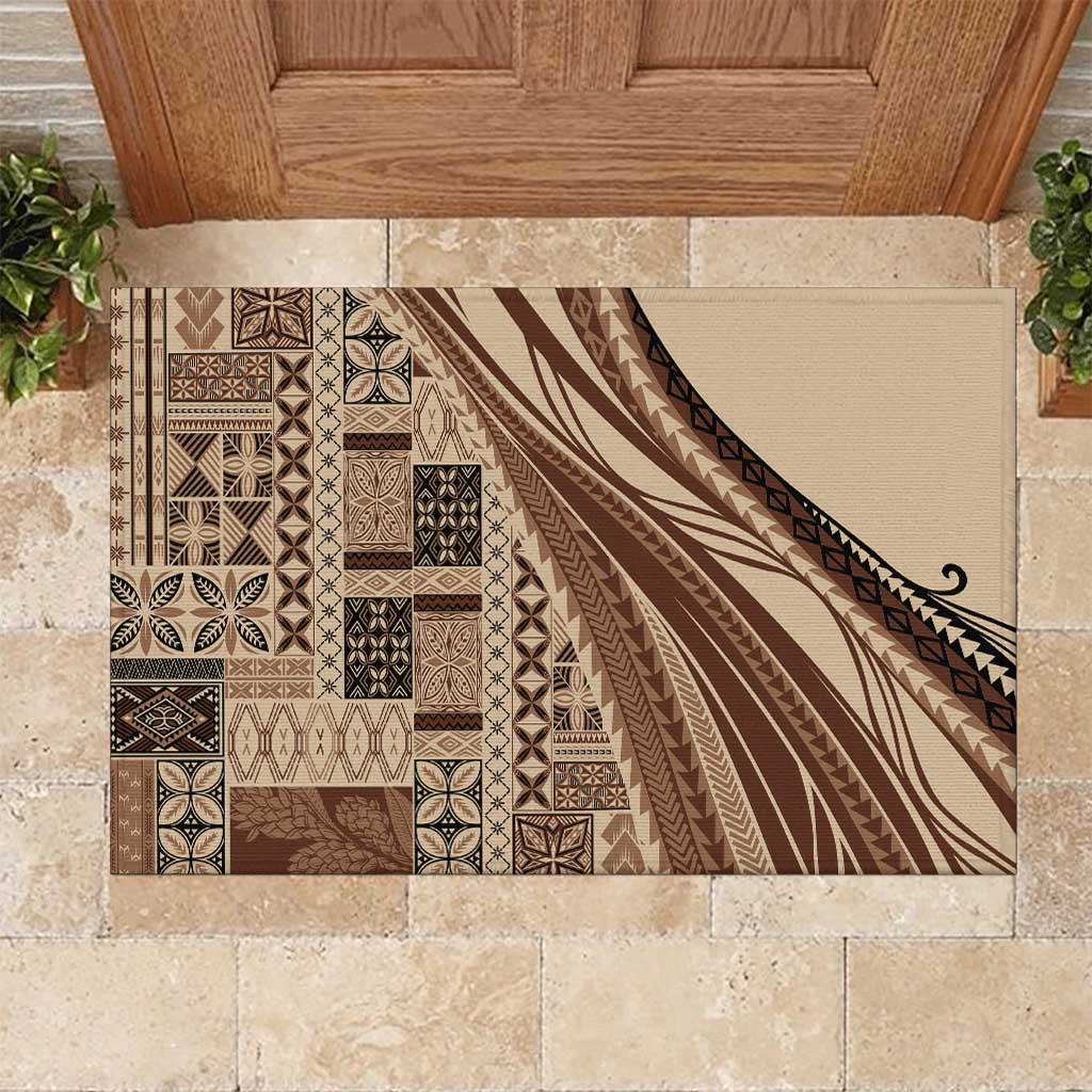 Pasifika Women's Day - Samoa Siapo Malu Tattoo Inspired Rubber Doormat Beige LT7 Beige - Polynesian Pride