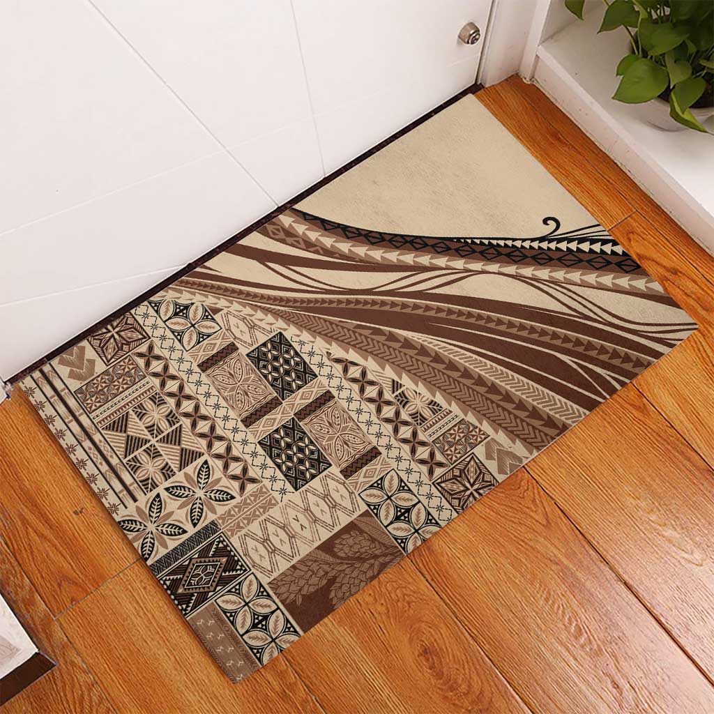 Pasifika Women's Day - Samoa Siapo Malu Tattoo Inspired Rubber Doormat Beige LT7 - Polynesian Pride