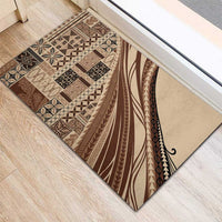 Pasifika Women's Day - Samoa Siapo Malu Tattoo Inspired Rubber Doormat Beige LT7 - Polynesian Pride