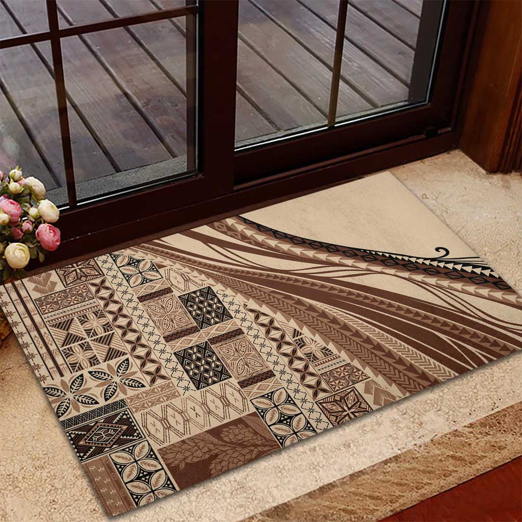 Pasifika Women's Day - Samoa Siapo Malu Tattoo Inspired Rubber Doormat Beige LT7 - Polynesian Pride