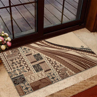 Pasifika Women's Day - Samoa Siapo Malu Tattoo Inspired Rubber Doormat Beige LT7 - Polynesian Pride