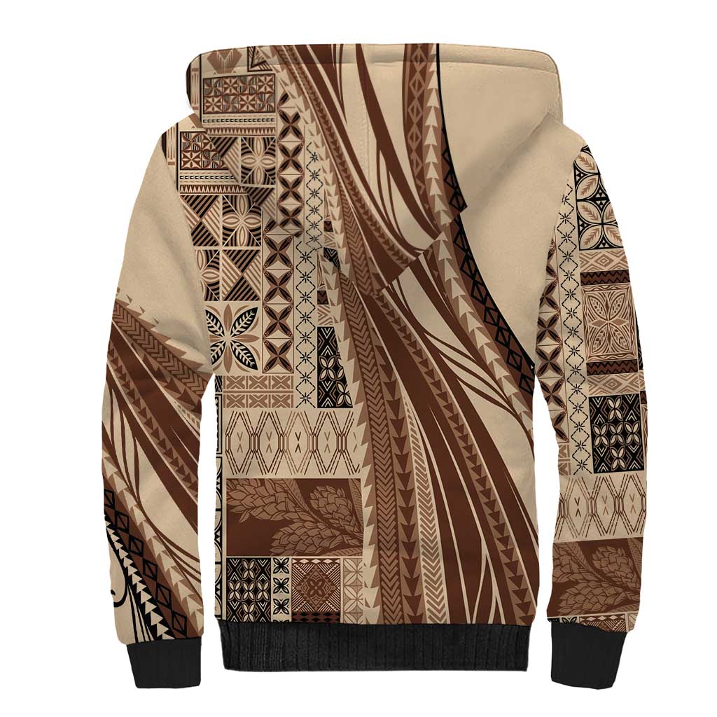 Pasifika Women's Day - Samoa Siapo Malu Tattoo Inspired Sherpa Hoodie Beige