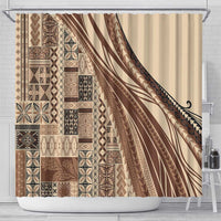 Pasifika Women's Day - Samoa Siapo Malu Tattoo Inspired Shower Curtain Beige LT7 - Polynesian Pride