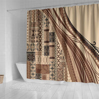 Pasifika Women's Day - Samoa Siapo Malu Tattoo Inspired Shower Curtain Beige LT7 - Polynesian Pride