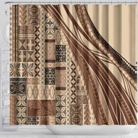 Pasifika Women's Day - Samoa Siapo Malu Tattoo Inspired Shower Curtain Beige LT7 - Polynesian Pride