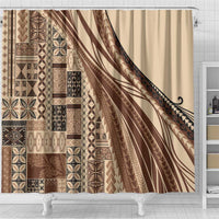 Pasifika Women's Day - Samoa Siapo Malu Tattoo Inspired Shower Curtain Beige LT7 - Polynesian Pride