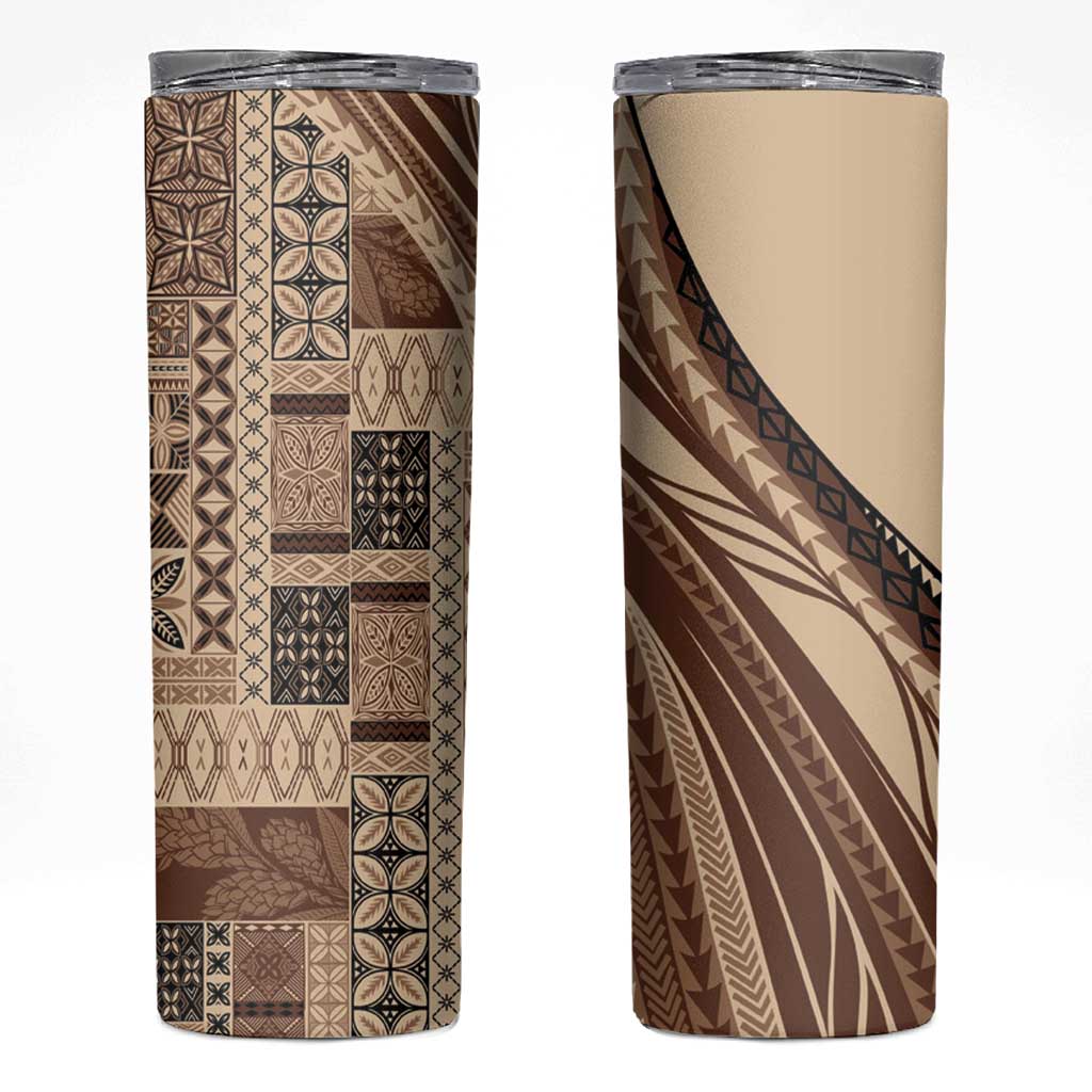 Pasifika Women's Day - Samoa Siapo Malu Tattoo Inspired Skinny Tumbler Beige