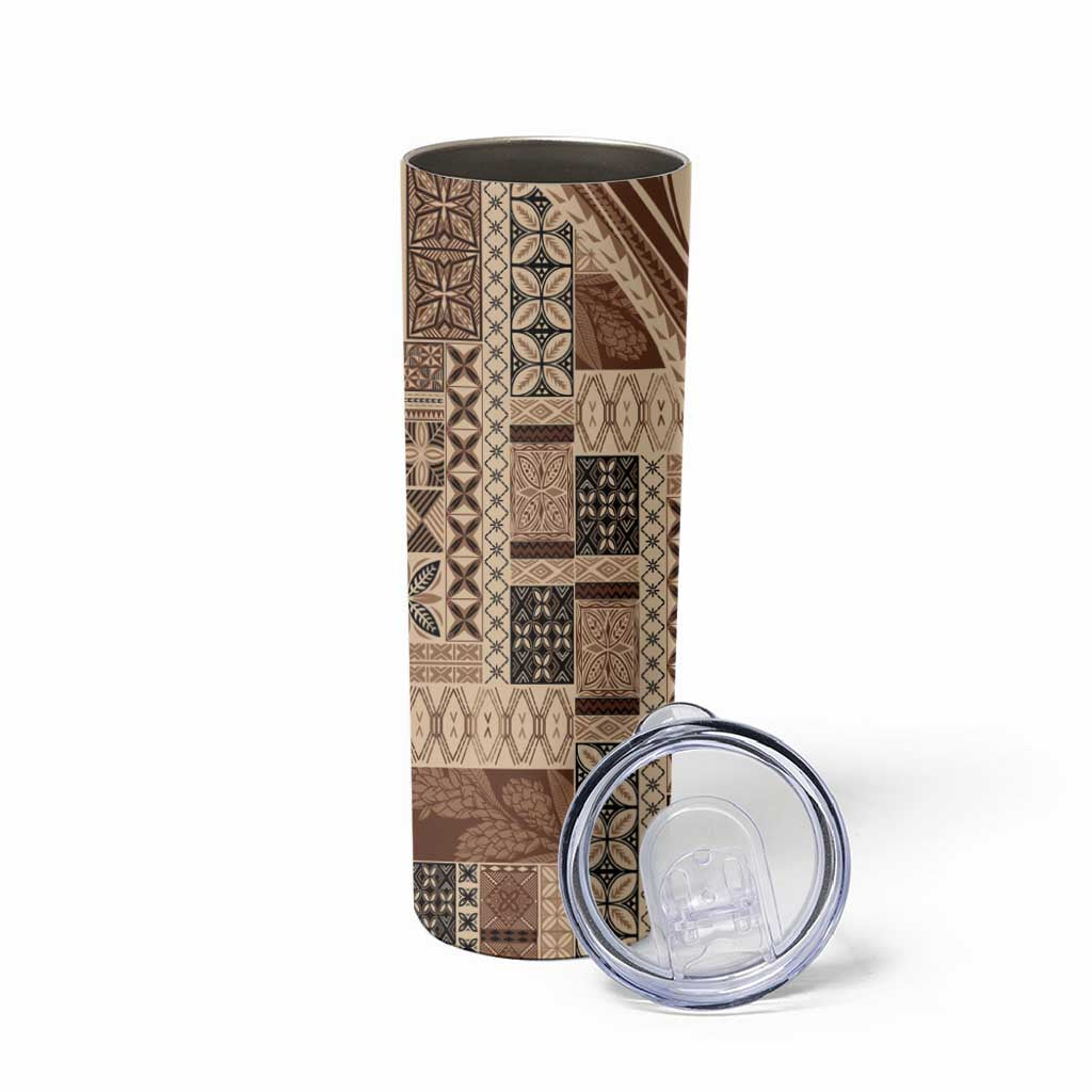 Pasifika Women's Day - Samoa Siapo Malu Tattoo Inspired Skinny Tumbler Beige LT7 - Polynesian Pride