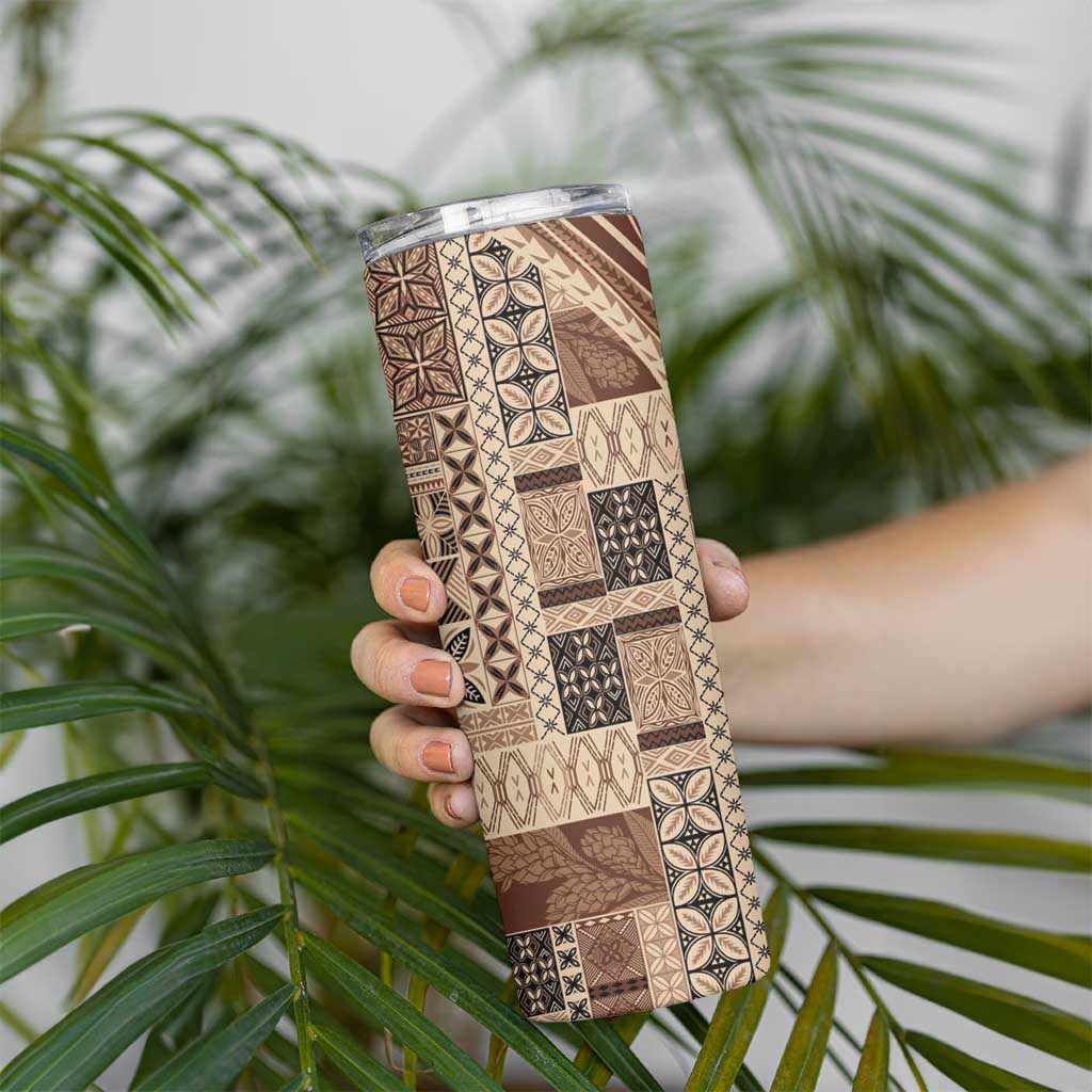 Pasifika Women's Day - Samoa Siapo Malu Tattoo Inspired Skinny Tumbler Beige LT7 - Polynesian Pride
