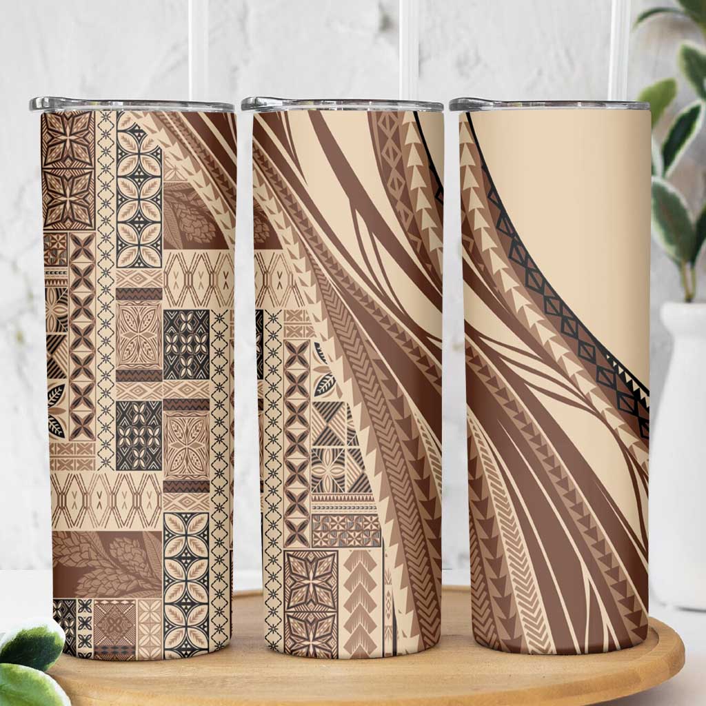 Pasifika Women's Day - Samoa Siapo Malu Tattoo Inspired Skinny Tumbler Beige LT7 - Polynesian Pride