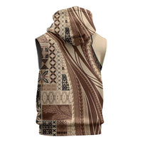 Pasifika Women's Day - Samoa Siapo Malu Tattoo Inspired Sleeveless Zip Hoodie Beige LT7 - Polynesian Pride