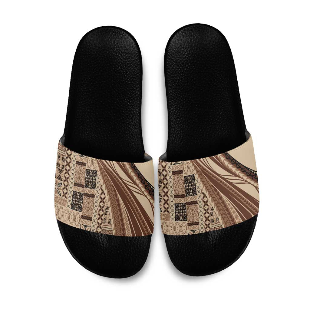Pasifika Women's Day - Samoa Siapo Malu Tattoo Inspired Slide Sandals Beige