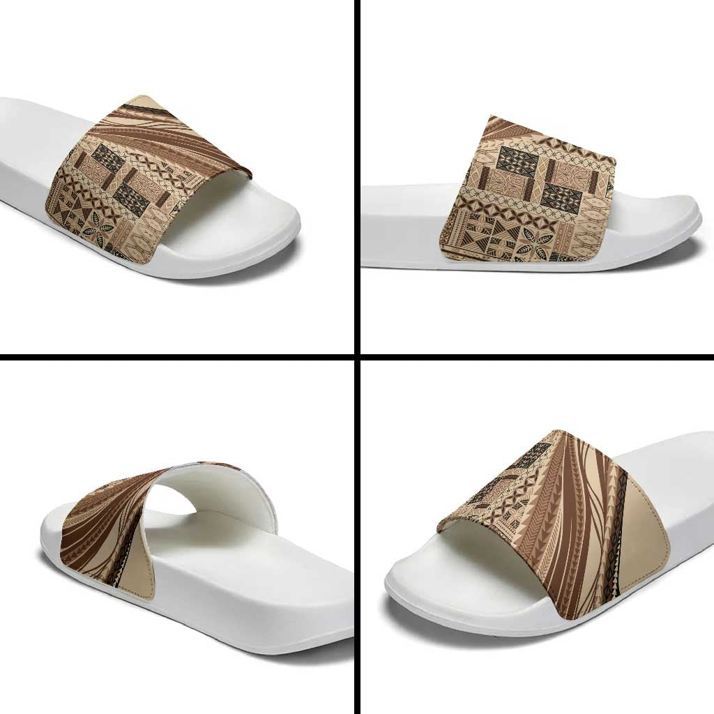 Pasifika Women's Day - Samoa Siapo Malu Tattoo Inspired Slide Sandals Beige