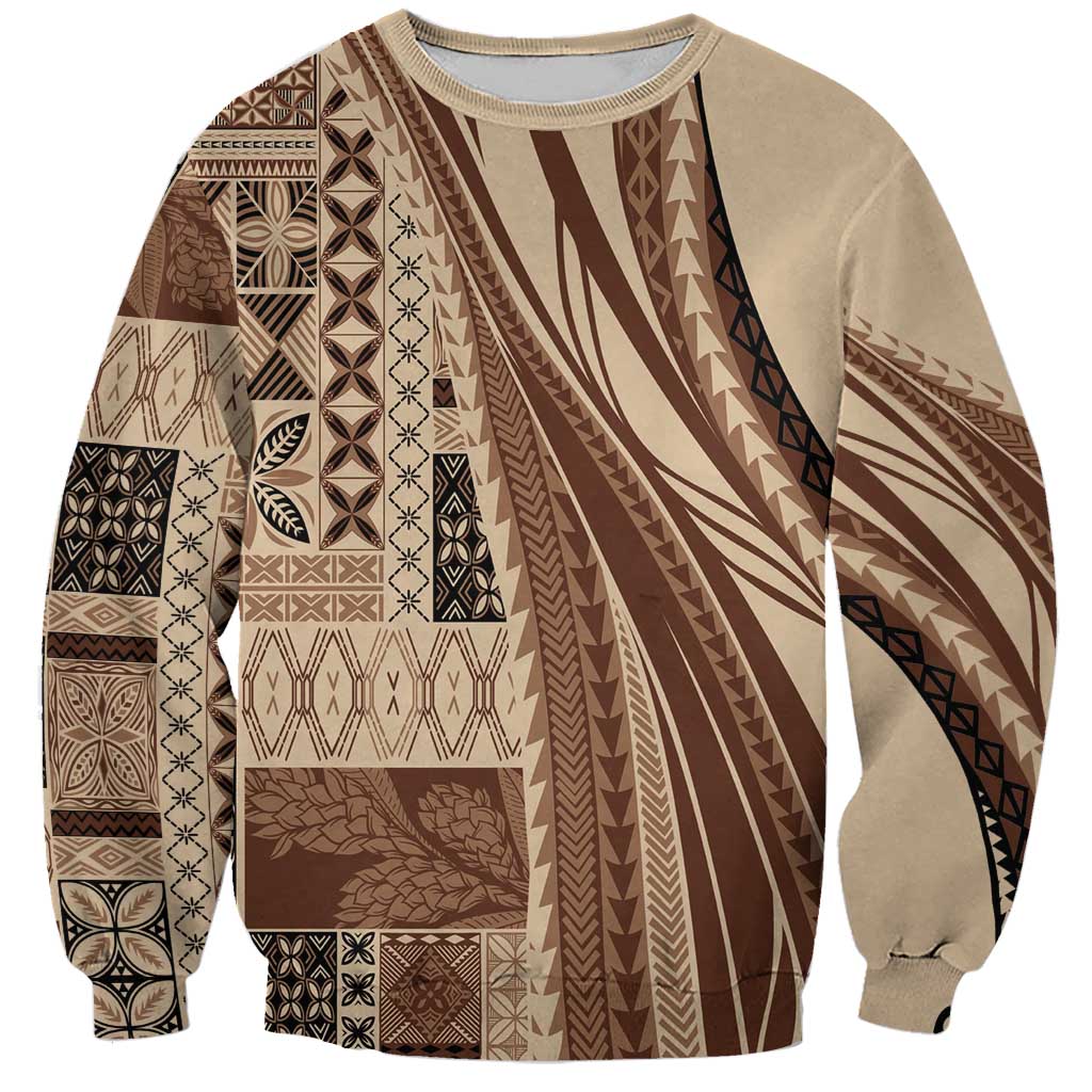 Pasifika Women's Day - Samoa Siapo Malu Tattoo Inspired Sweatshirt Beige LT7 Unisex Beige - Polynesian Pride
