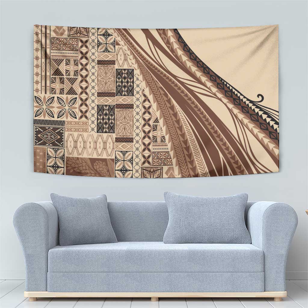 Pasifika Women's Day - Samoa Siapo Malu Tattoo Inspired Tapestry Beige LT7 - Polynesian Pride