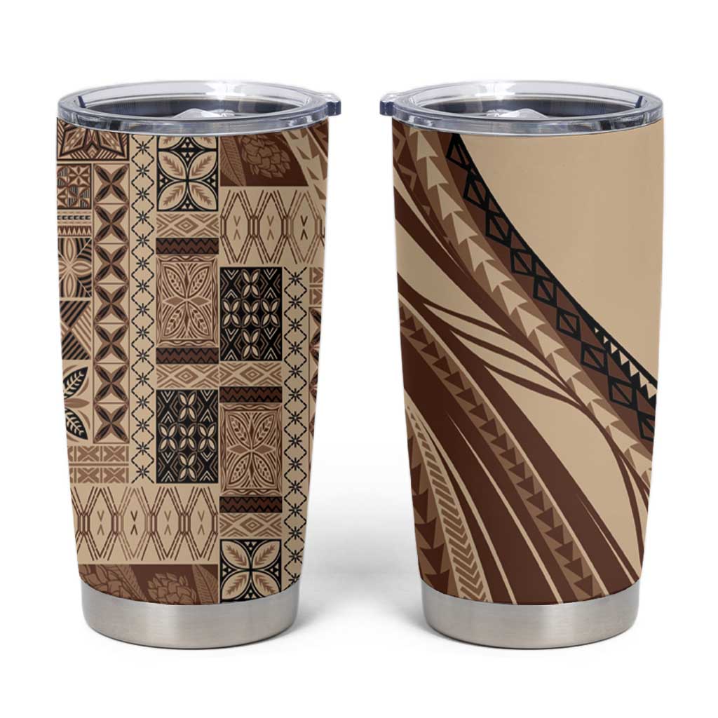 Pasifika Women's Day - Samoa Siapo Malu Tattoo Inspired Tumbler Cup Beige LT7 Beige - Polynesian Pride