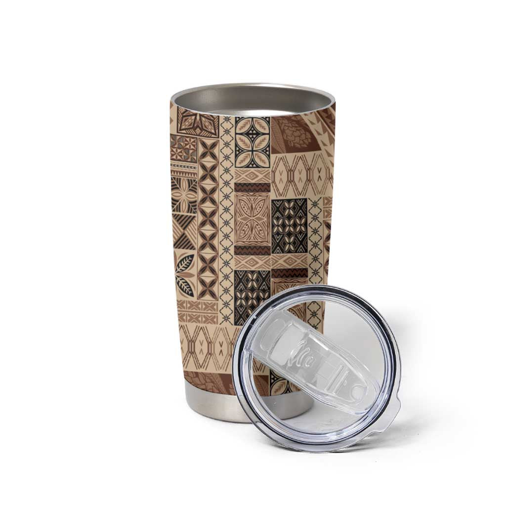 Pasifika Women's Day - Samoa Siapo Malu Tattoo Inspired Tumbler Cup Beige LT7 - Polynesian Pride