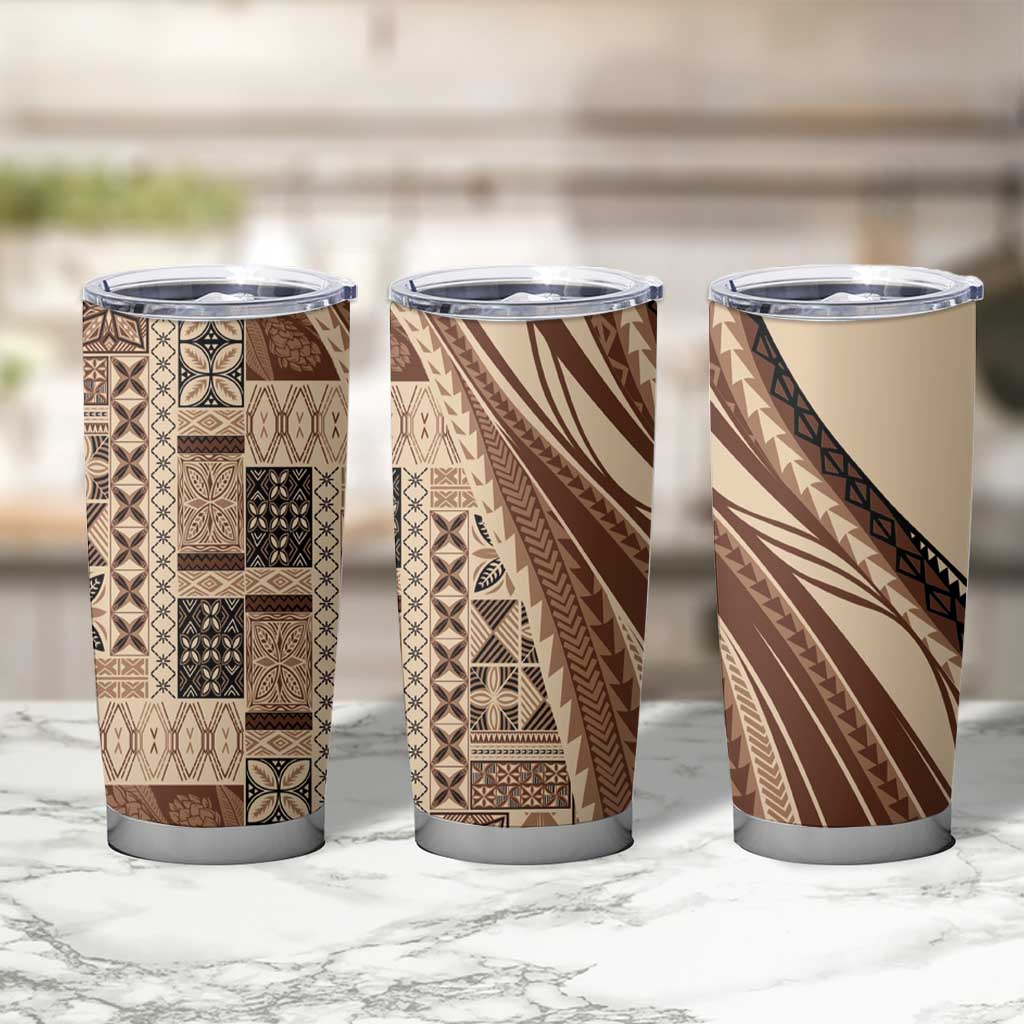Pasifika Women's Day - Samoa Siapo Malu Tattoo Inspired Tumbler Cup Beige LT7 - Polynesian Pride