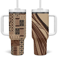 Pasifika Women's Day - Samoa Siapo Malu Tattoo Inspired Tumbler With Handle Beige LT7 One Size: 40 oz Beige - Polynesian Pride