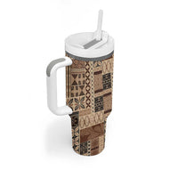 Pasifika Women's Day - Samoa Siapo Malu Tattoo Inspired Tumbler With Handle Beige LT7 - Polynesian Pride