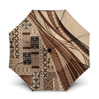 Pasifika Women's Day - Samoa Siapo Malu Tattoo Inspired Umbrella Beige LT7 One Size Folded 11.42 inch Opened Diameter 37.4 inch Beige - Polynesian Pride