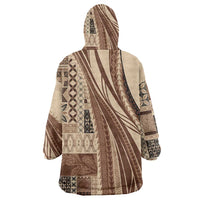 Pasifika Women's Day - Samoa Siapo Malu Tattoo Inspired Wearable Blanket Hoodie Beige LT7 - Polynesian Pride