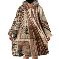 Pasifika Women's Day - Samoa Siapo Malu Tattoo Inspired Wearable Blanket Hoodie Beige LT7 - Polynesian Pride