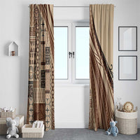 Pasifika Women's Day - Samoa Siapo Malu Tattoo Inspired Window Curtain Beige LT7 - Polynesian Pride