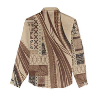 Pasifika Women's Day - Samoa Siapo Malu Tattoo Inspired Women Casual Shirt Beige LT7 - Polynesian Pride