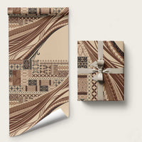 Pasifika Women's Day - Samoa Siapo Malu Tattoo Inspired Wrapping Paper Beige LT7 58" × 23" Beige - Polynesian Pride