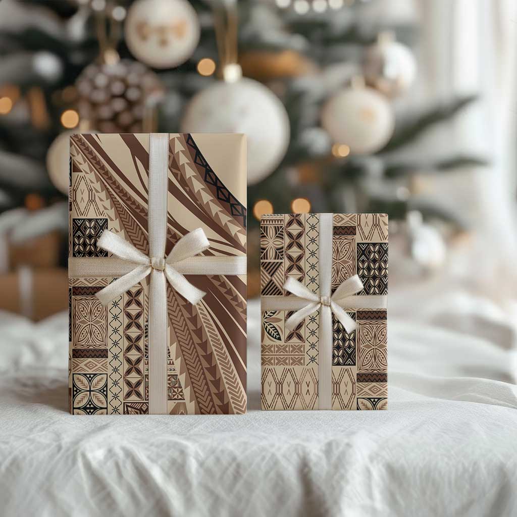 Pasifika Women's Day - Samoa Siapo Malu Tattoo Inspired Wrapping Paper Beige LT7 - Polynesian Pride