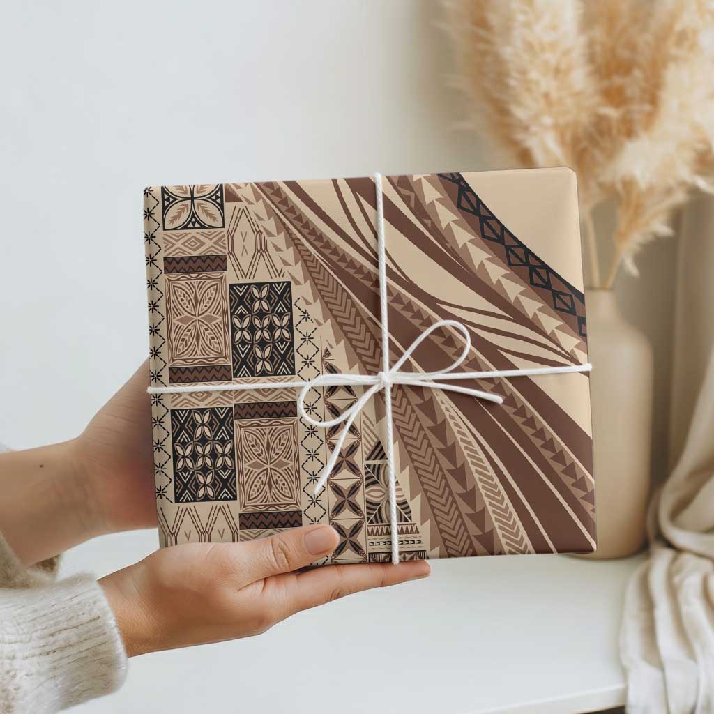 Pasifika Women's Day - Samoa Siapo Malu Tattoo Inspired Wrapping Paper Beige LT7 - Polynesian Pride