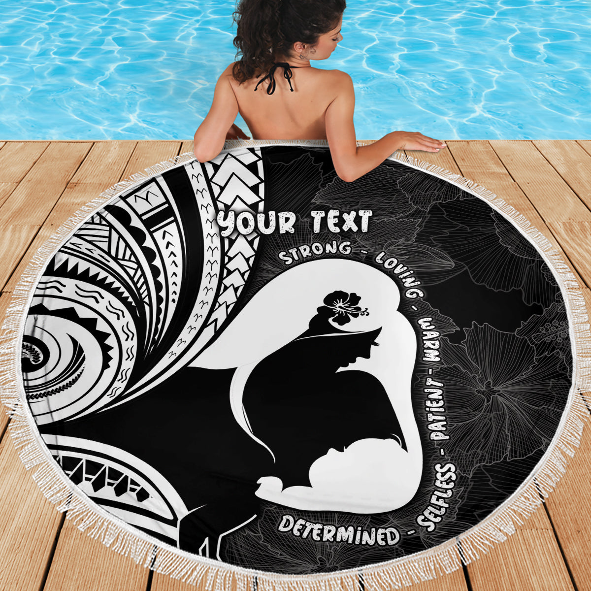 Mother's Day Beach Blanket Polynesia Vintage Hibiscus - Black LT7 - Polynesian Pride