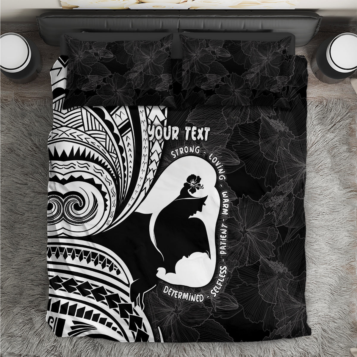 Mother's Day Bedding Set Polynesia Vintage Hibiscus - Black LT7 Black - Polynesian Pride