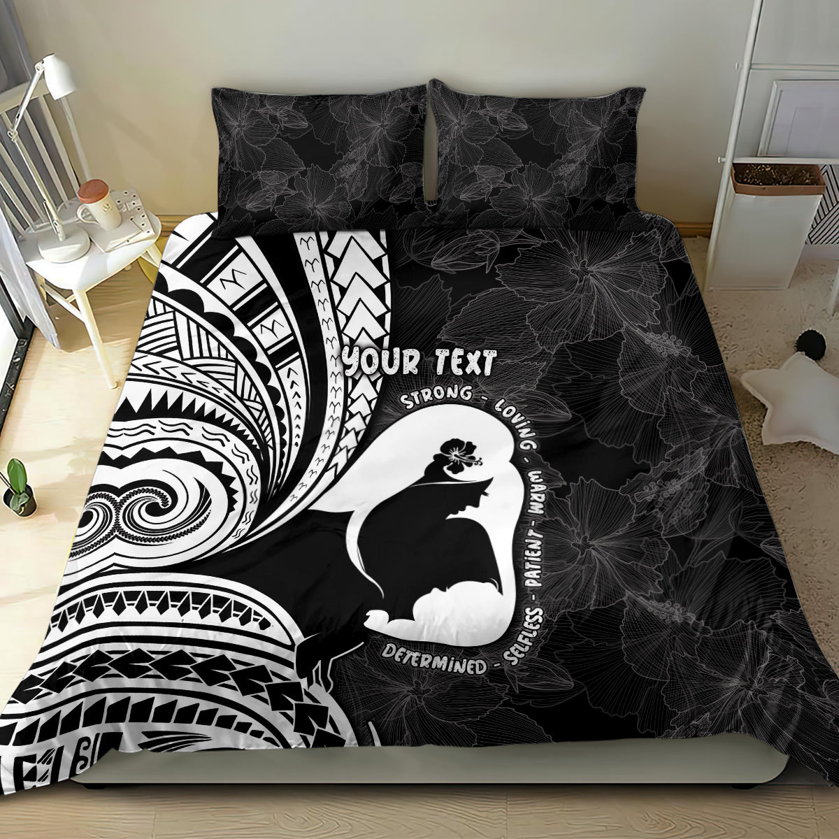 Mother's Day Bedding Set Polynesia Vintage Hibiscus - Black LT7 - Polynesian Pride