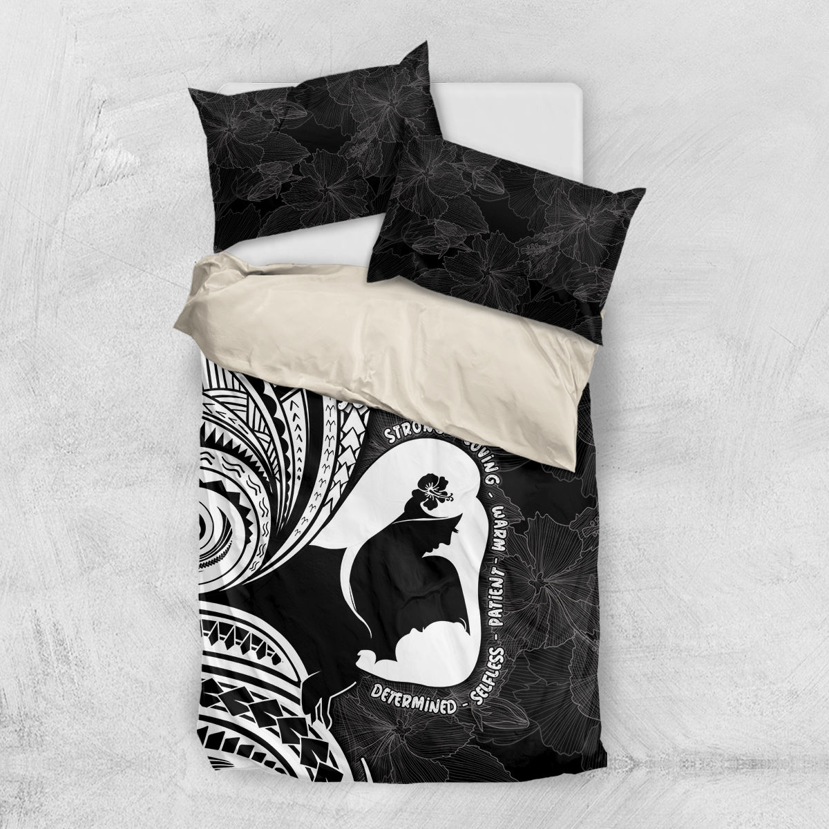 Mother's Day Bedding Set Polynesia Vintage Hibiscus - Black LT7 US Twin 172cm x 218cm Black - Polynesian Pride