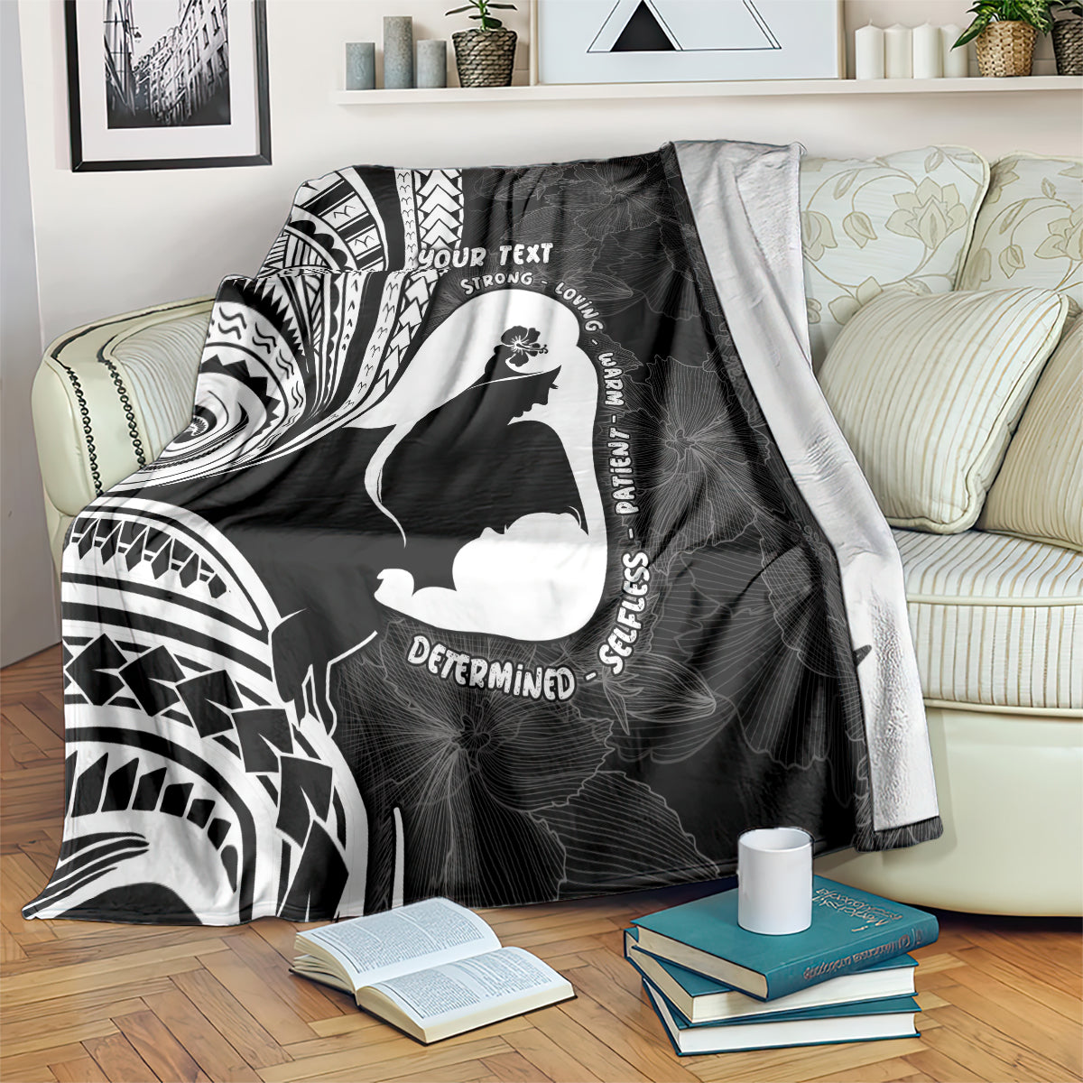 Mother's Day Blanket Polynesia Vintage Hibiscus - Black LT7 Black - Polynesian Pride