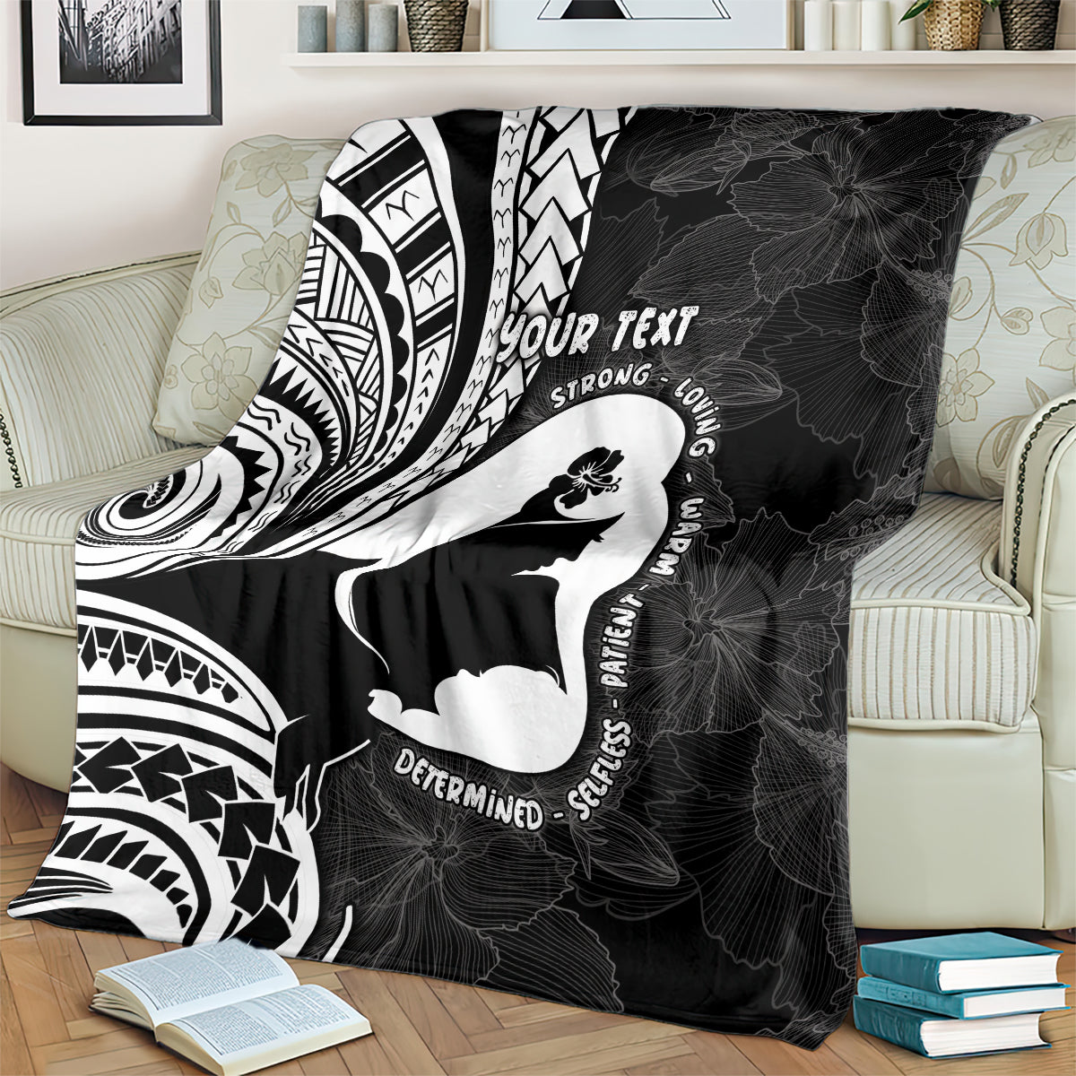 Mother's Day Blanket Polynesia Vintage Hibiscus - Black LT7 - Polynesian Pride