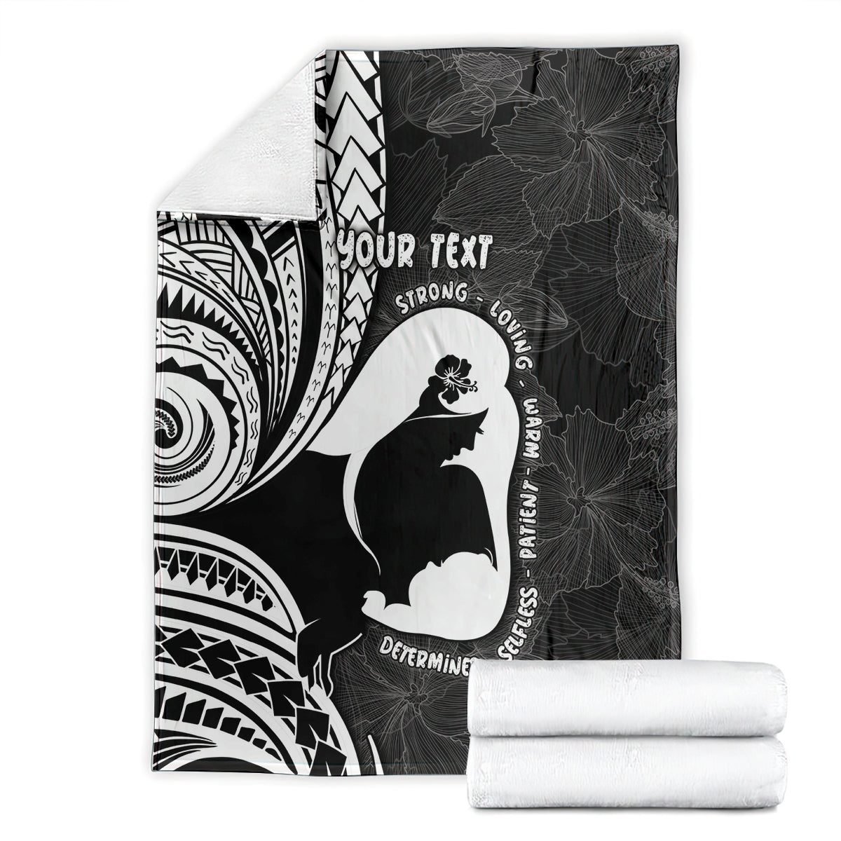 Mother's Day Blanket Polynesia Vintage Hibiscus - Black LT7 - Polynesian Pride