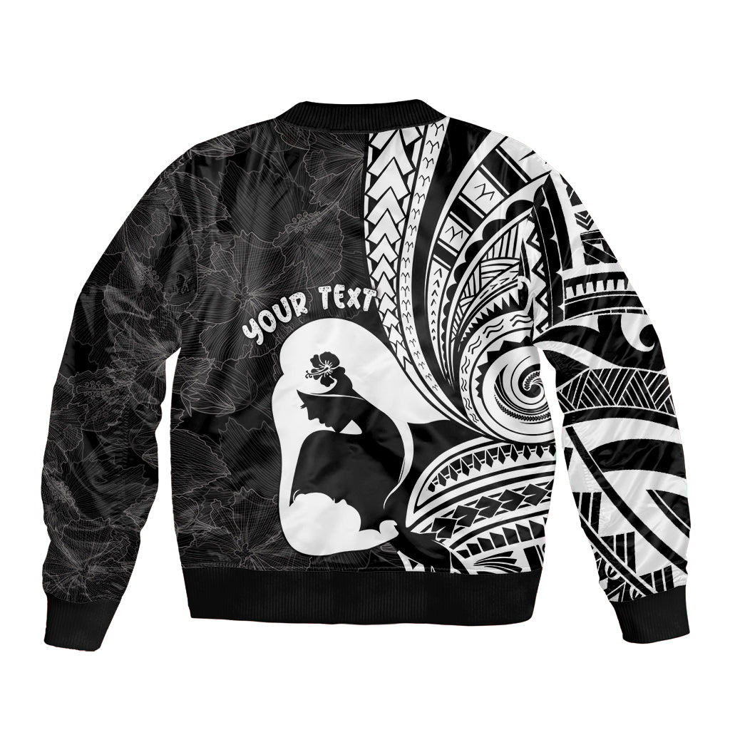 Mother's Day Bomber Jacket Polynesia Vintage Hibiscus - Black LT7 - Polynesian Pride