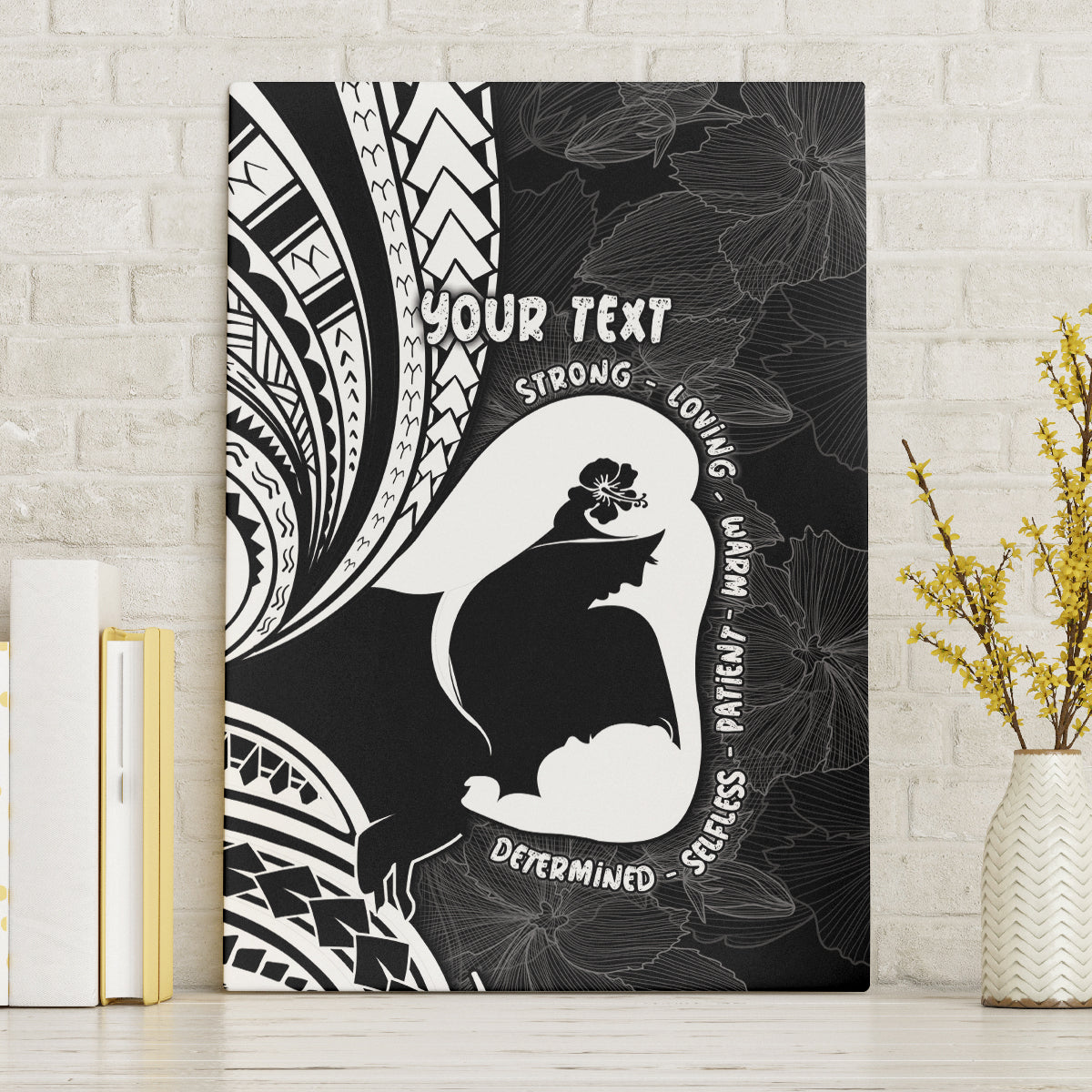 Mother's Day Canvas Wall Art Polynesia Vintage Hibiscus - Black LT7 Without Frame Black - Polynesian Pride