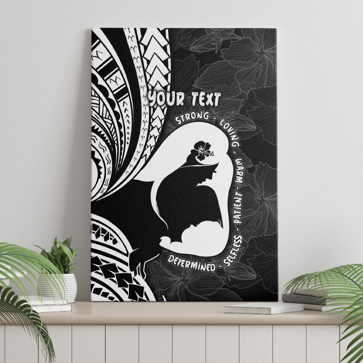 Mother's Day Canvas Wall Art Polynesia Vintage Hibiscus - Black LT7 - Polynesian Pride