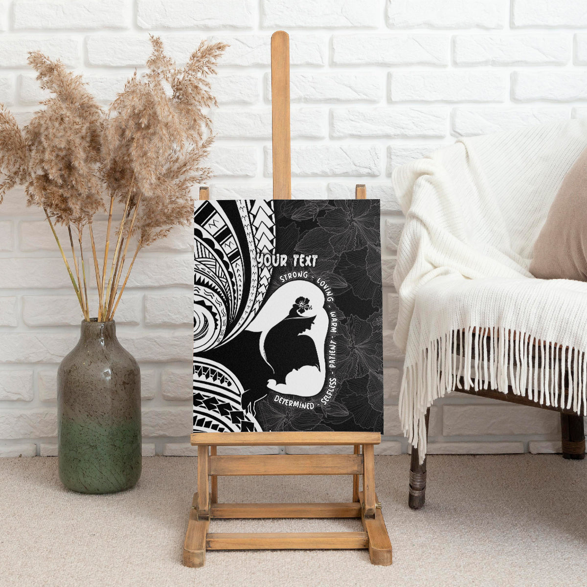 Mother's Day Canvas Wall Art Polynesia Vintage Hibiscus - Black LT7 - Polynesian Pride