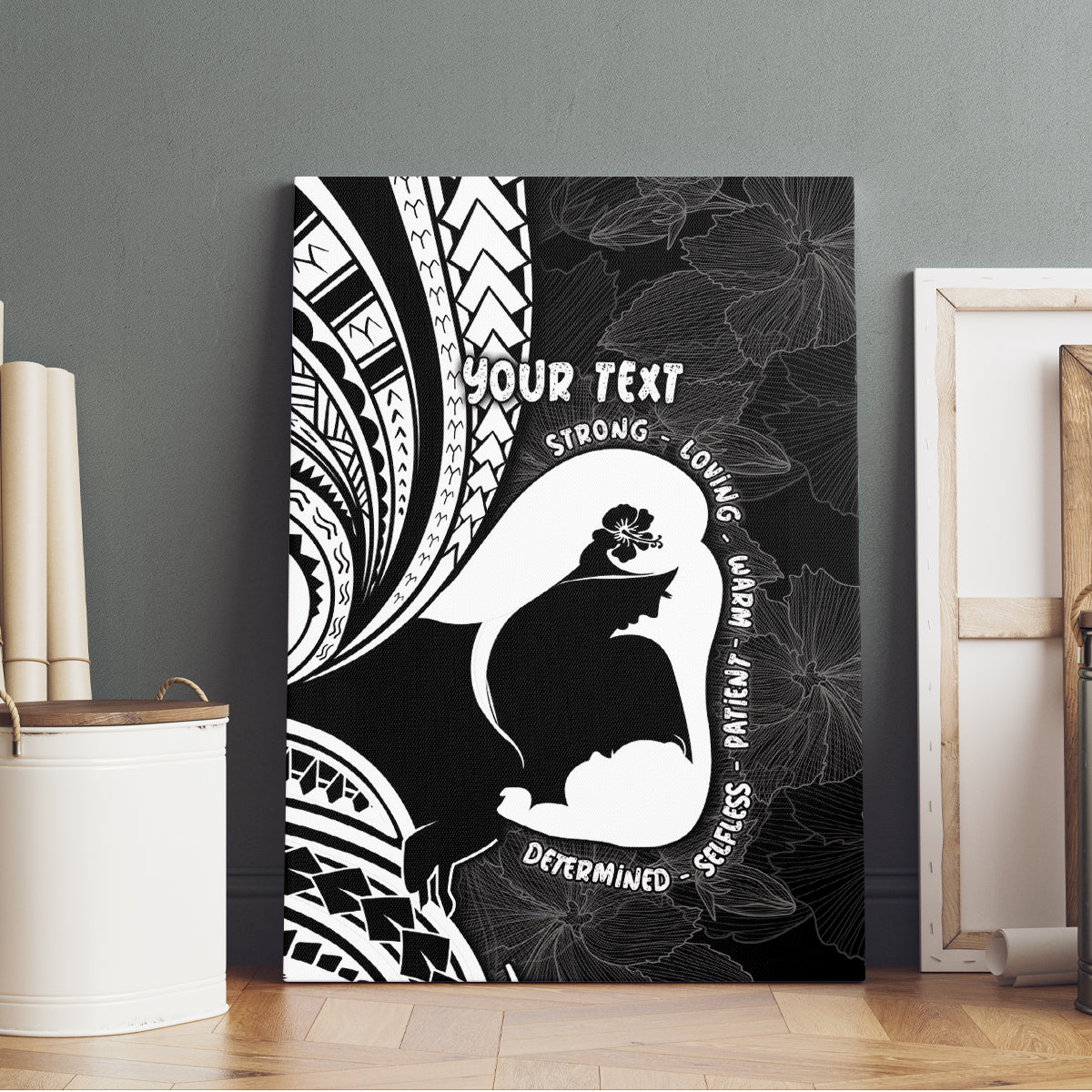 Mother's Day Canvas Wall Art Polynesia Vintage Hibiscus - Black LT7 - Polynesian Pride