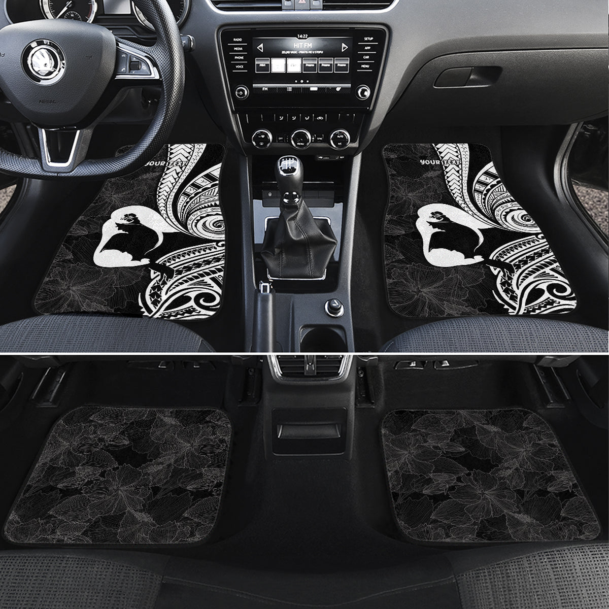 Mother's Day Car Mats Polynesia Vintage Hibiscus - Black LT7 Set 4pcs Black - Polynesian Pride