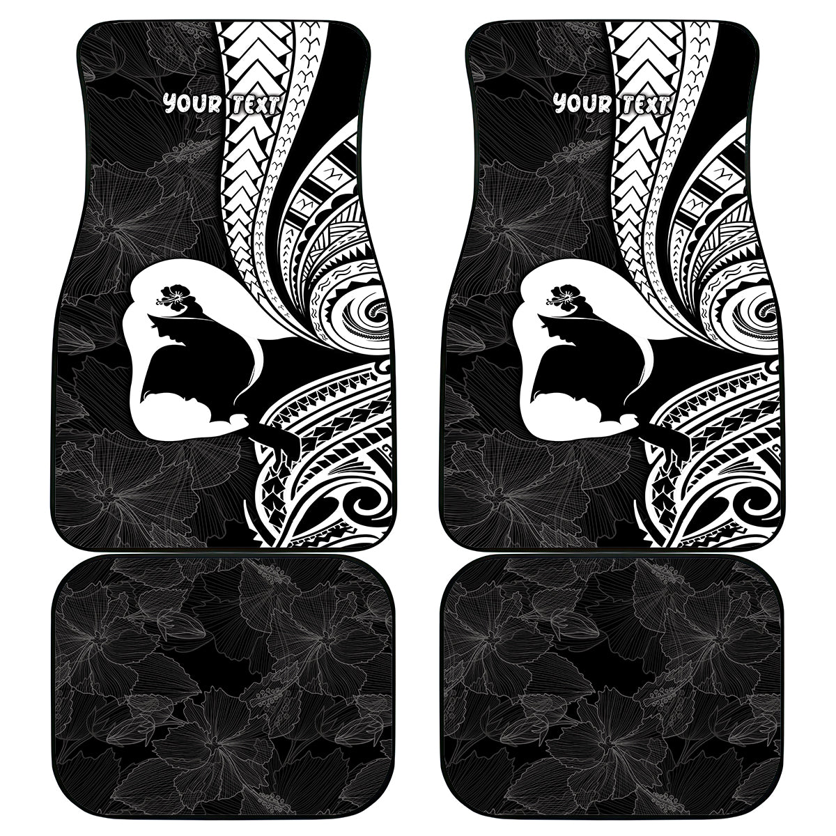 Mother's Day Car Mats Polynesia Vintage Hibiscus - Black LT7 - Polynesian Pride