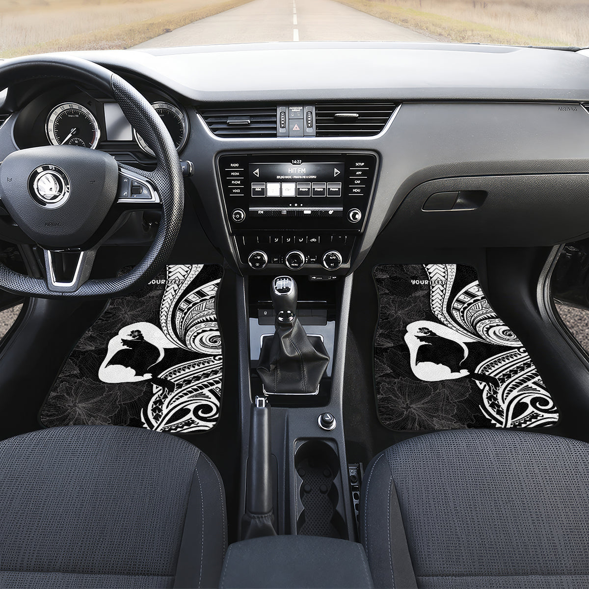 Mother's Day Car Mats Polynesia Vintage Hibiscus - Black LT7 Set 2pcs - Front Black - Polynesian Pride